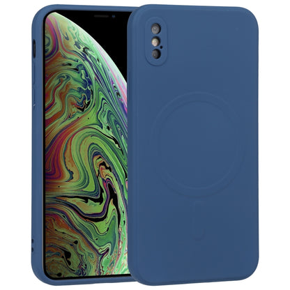 For iPhone XS Max Liquid Silicone Full Coverage Shockproof Magsafe Phone Case(Dark Blue) by buy2fix
