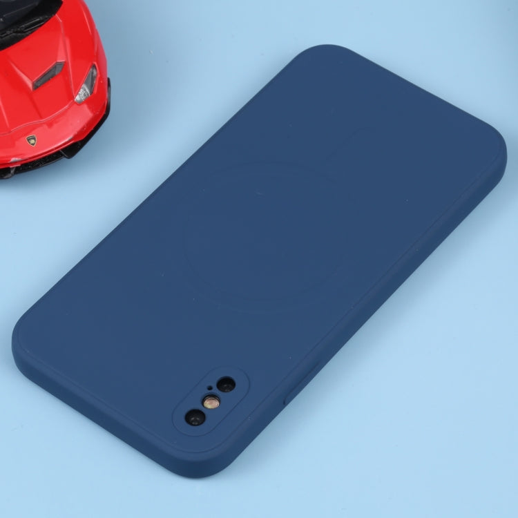 For iPhone XS Max Liquid Silicone Full Coverage Shockproof Magsafe Phone Case(Dark Blue) by buy2fix
