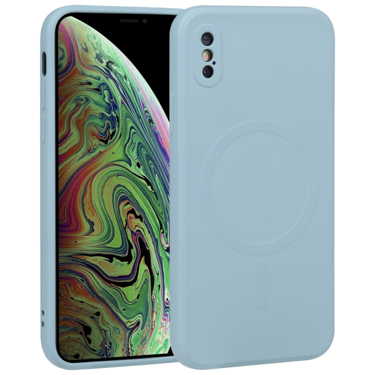 For iPhone XS Max Liquid Silicone Full Coverage Shockproof Magsafe Phone Case(Light Blue) by buy2fix