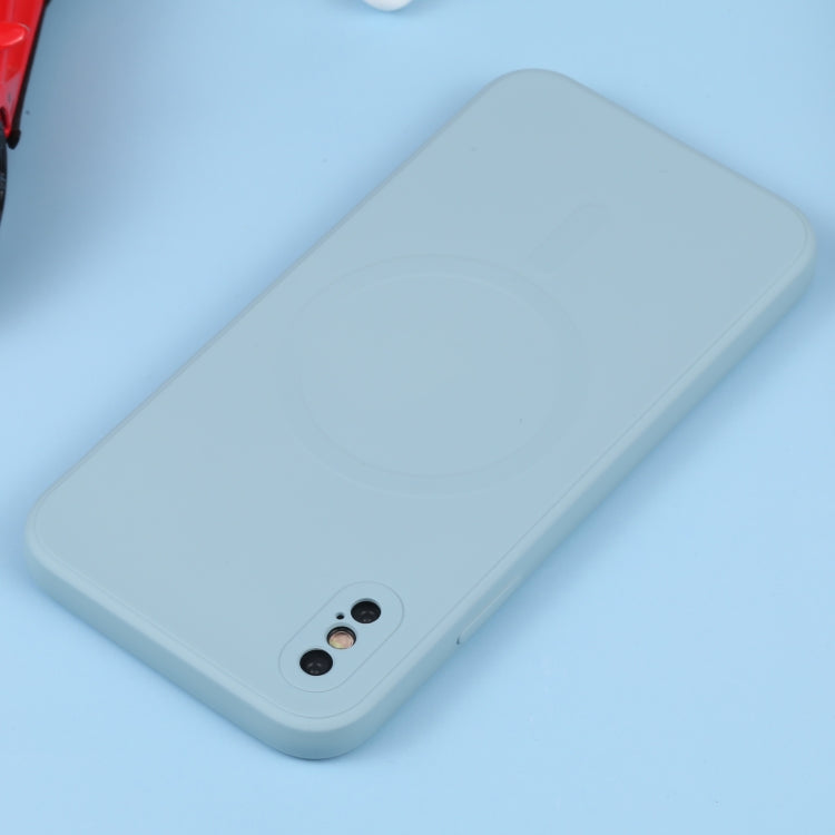 For iPhone XS Max Liquid Silicone Full Coverage Shockproof Magsafe Phone Case(Light Blue) by buy2fix