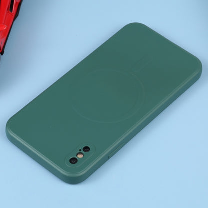 For iPhone XS Max Liquid Silicone Full Coverage Shockproof Magsafe Phone Case(Deep Green) by buy2fix
