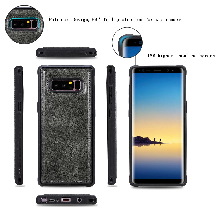 For Galaxy Note 8 Multifunctional Retro Detachable Magnetic Horizontal Flip Leather Case with Card Slots & Holder & Wallet & Photo Frame(Dark Green) - Galaxy Phone Cases by buy2fix | Online Shopping UK | buy2fix