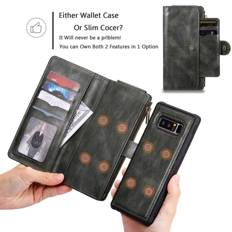 For Galaxy Note 8 Multifunctional Retro Detachable Magnetic Horizontal Flip Leather Case with Card Slots & Holder & Wallet & Photo Frame(Dark Green) - Galaxy Phone Cases by buy2fix | Online Shopping UK | buy2fix