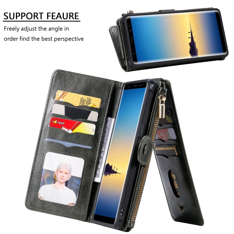 For Galaxy Note 8 Multifunctional Retro Detachable Magnetic Horizontal Flip Leather Case with Card Slots & Holder & Wallet & Photo Frame(Dark Green) - Galaxy Phone Cases by buy2fix | Online Shopping UK | buy2fix