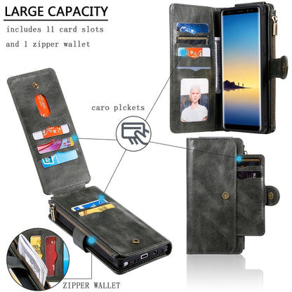 For Galaxy Note 8 Multifunctional Retro Detachable Magnetic Horizontal Flip Leather Case with Card Slots & Holder & Wallet & Photo Frame(Dark Green) - Galaxy Phone Cases by buy2fix | Online Shopping UK | buy2fix