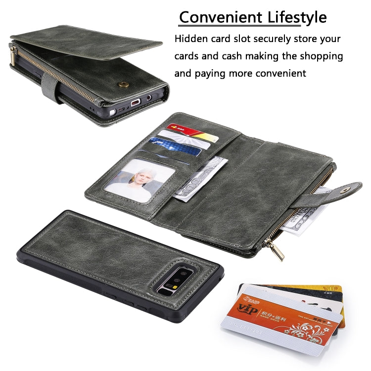 For Galaxy Note 8 Multifunctional Retro Detachable Magnetic Horizontal Flip Leather Case with Card Slots & Holder & Wallet & Photo Frame(Dark Green) - Galaxy Phone Cases by buy2fix | Online Shopping UK | buy2fix