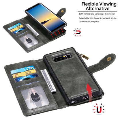 For Galaxy Note 8 Multifunctional Retro Detachable Magnetic Horizontal Flip Leather Case with Card Slots & Holder & Wallet & Photo Frame(Dark Green) - Galaxy Phone Cases by buy2fix | Online Shopping UK | buy2fix