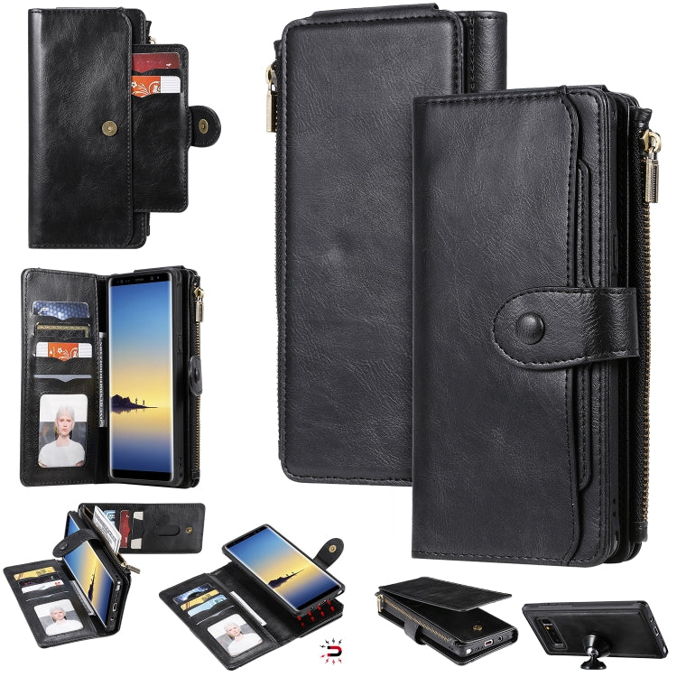 For Galaxy Note 8 Multifunctional Retro Detachable Magnetic Horizontal Flip Leather Case with Card Slots & Holder & Wallet & Photo Frame(Black) - Galaxy Phone Cases by buy2fix | Online Shopping UK | buy2fix