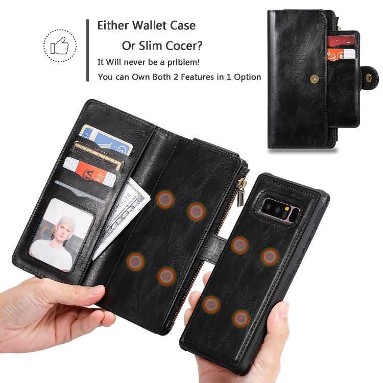 For Galaxy Note 8 Multifunctional Retro Detachable Magnetic Horizontal Flip Leather Case with Card Slots & Holder & Wallet & Photo Frame(Black) - Galaxy Phone Cases by buy2fix | Online Shopping UK | buy2fix
