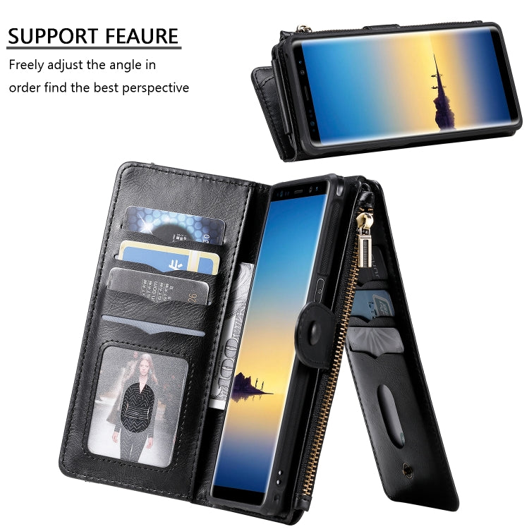 For Galaxy Note 8 Multifunctional Retro Detachable Magnetic Horizontal Flip Leather Case with Card Slots & Holder & Wallet & Photo Frame(Black) - Galaxy Phone Cases by buy2fix | Online Shopping UK | buy2fix