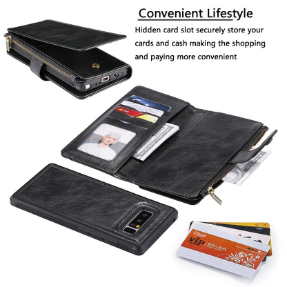 For Galaxy Note 8 Multifunctional Retro Detachable Magnetic Horizontal Flip Leather Case with Card Slots & Holder & Wallet & Photo Frame(Black) - Galaxy Phone Cases by buy2fix | Online Shopping UK | buy2fix