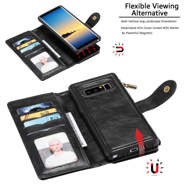 For Galaxy Note 8 Multifunctional Retro Detachable Magnetic Horizontal Flip Leather Case with Card Slots & Holder & Wallet & Photo Frame(Black) - Galaxy Phone Cases by buy2fix | Online Shopping UK | buy2fix