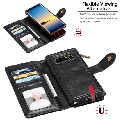 For Galaxy Note 8 Multifunctional Retro Detachable Magnetic Horizontal Flip Leather Case with Card Slots & Holder & Wallet & Photo Frame(Black) - Galaxy Phone Cases by buy2fix | Online Shopping UK | buy2fix