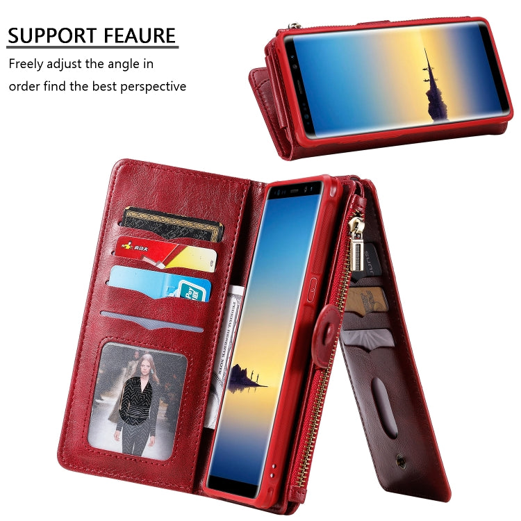 For Galaxy Note 8 Multifunctional Retro Detachable Magnetic Horizontal Flip Leather Case with Card Slots & Holder & Wallet & Photo Frame(Red) - Galaxy Phone Cases by buy2fix | Online Shopping UK | buy2fix