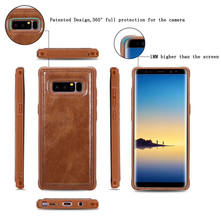 For Galaxy Note 8 Multifunctional Retro Detachable Magnetic Horizontal Flip Leather Case with Card Slots & Holder & Wallet & Photo Frame(Brown) - Galaxy Phone Cases by buy2fix | Online Shopping UK | buy2fix