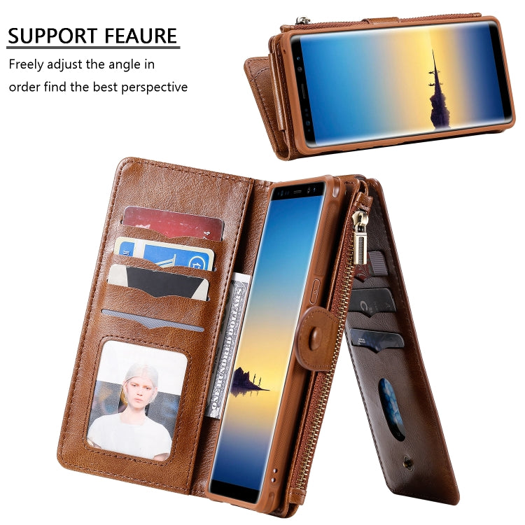 For Galaxy Note 8 Multifunctional Retro Detachable Magnetic Horizontal Flip Leather Case with Card Slots & Holder & Wallet & Photo Frame(Brown) - Galaxy Phone Cases by buy2fix | Online Shopping UK | buy2fix