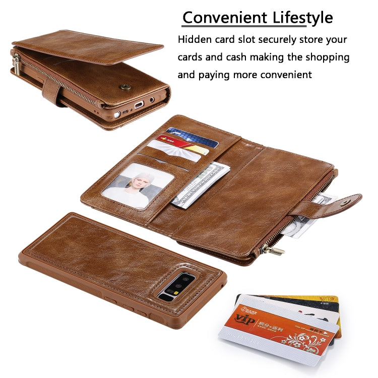 For Galaxy Note 8 Multifunctional Retro Detachable Magnetic Horizontal Flip Leather Case with Card Slots & Holder & Wallet & Photo Frame(Brown) - Galaxy Phone Cases by buy2fix | Online Shopping UK | buy2fix