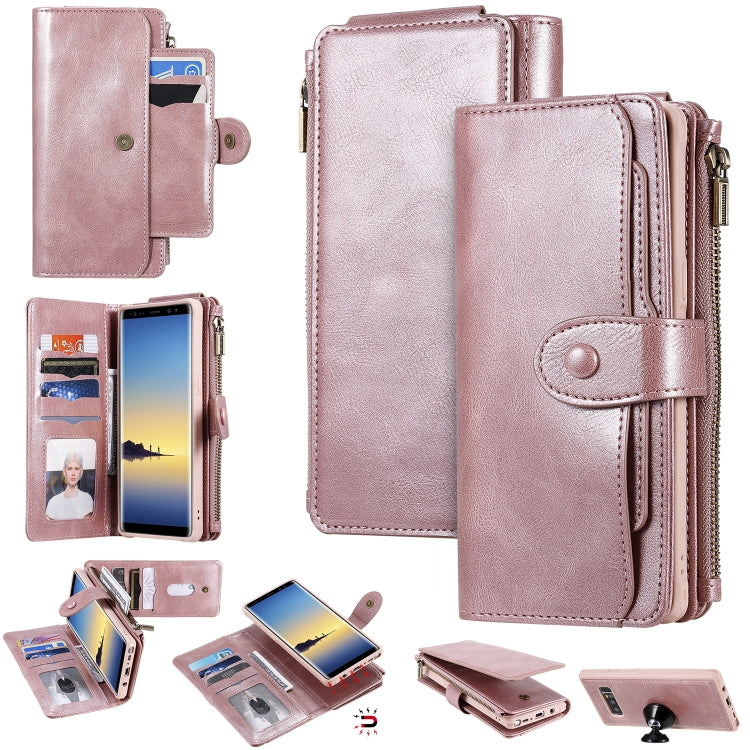 For Galaxy Note 8 Multifunctional Retro Detachable Magnetic Horizontal Flip Leather Case with Card Slots & Holder & Wallet & Photo Frame(Rose Gold) - Galaxy Phone Cases by buy2fix | Online Shopping UK | buy2fix