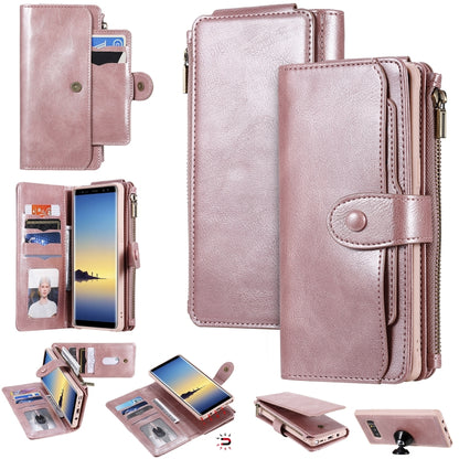 For Galaxy Note 8 Multifunctional Retro Detachable Magnetic Horizontal Flip Leather Case with Card Slots & Holder & Wallet & Photo Frame(Rose Gold) - Galaxy Phone Cases by buy2fix | Online Shopping UK | buy2fix