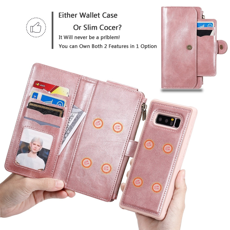 For Galaxy Note 8 Multifunctional Retro Detachable Magnetic Horizontal Flip Leather Case with Card Slots & Holder & Wallet & Photo Frame(Rose Gold) - Galaxy Phone Cases by buy2fix | Online Shopping UK | buy2fix