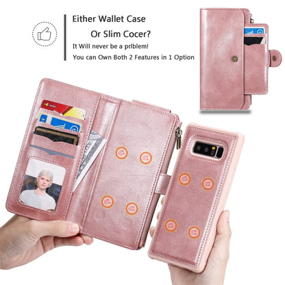 For Galaxy Note 8 Multifunctional Retro Detachable Magnetic Horizontal Flip Leather Case with Card Slots & Holder & Wallet & Photo Frame(Rose Gold) - Galaxy Phone Cases by buy2fix | Online Shopping UK | buy2fix