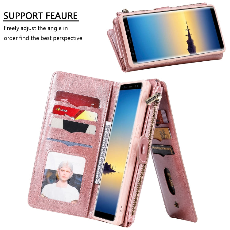 For Galaxy Note 8 Multifunctional Retro Detachable Magnetic Horizontal Flip Leather Case with Card Slots & Holder & Wallet & Photo Frame(Rose Gold) - Galaxy Phone Cases by buy2fix | Online Shopping UK | buy2fix
