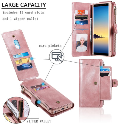 For Galaxy Note 8 Multifunctional Retro Detachable Magnetic Horizontal Flip Leather Case with Card Slots & Holder & Wallet & Photo Frame(Rose Gold) - Galaxy Phone Cases by buy2fix | Online Shopping UK | buy2fix