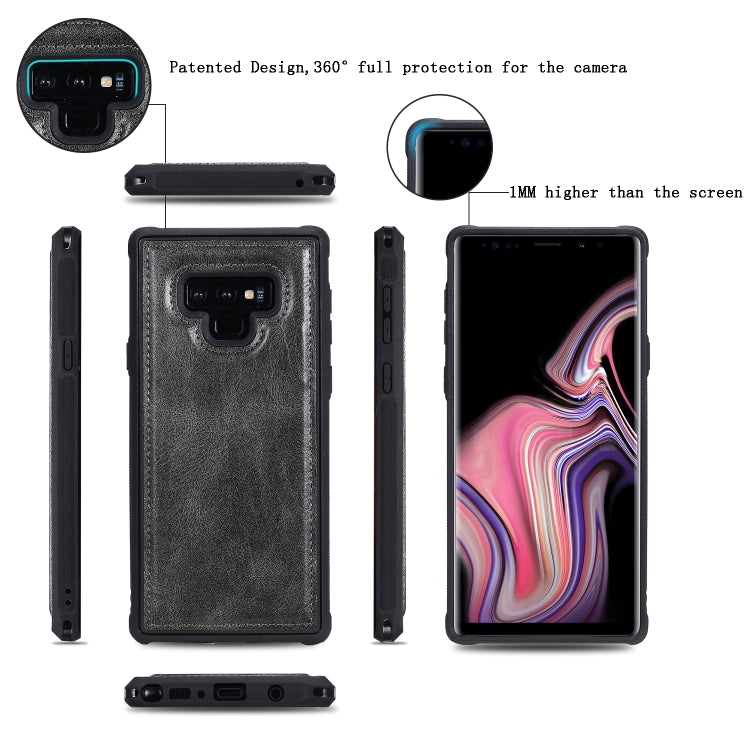 For Galaxy Note 9 Multifunctional Retro Detachable Magnetic Horizontal Flip Leather Case with Card Slots & Holder & Wallet & Photo Frame(Dark Green) - Galaxy Phone Cases by buy2fix | Online Shopping UK | buy2fix