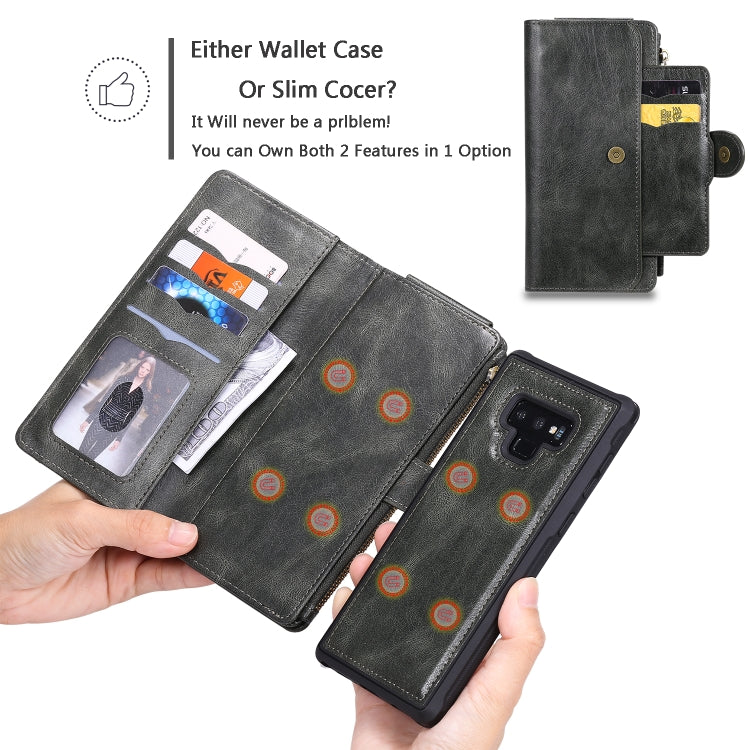 For Galaxy Note 9 Multifunctional Retro Detachable Magnetic Horizontal Flip Leather Case with Card Slots & Holder & Wallet & Photo Frame(Dark Green) - Galaxy Phone Cases by buy2fix | Online Shopping UK | buy2fix