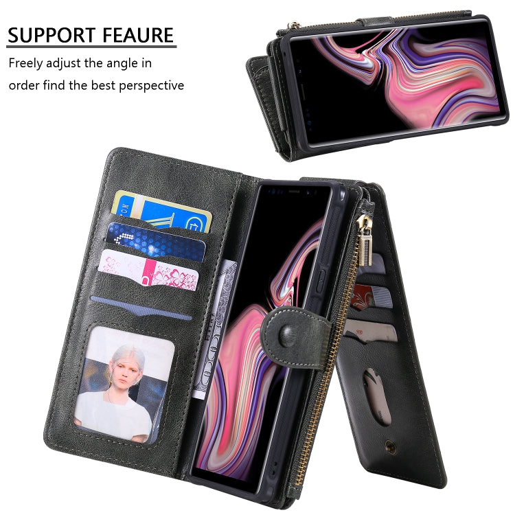 For Galaxy Note 9 Multifunctional Retro Detachable Magnetic Horizontal Flip Leather Case with Card Slots & Holder & Wallet & Photo Frame(Dark Green) - Galaxy Phone Cases by buy2fix | Online Shopping UK | buy2fix