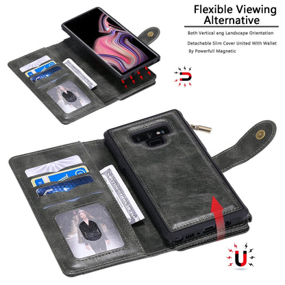 For Galaxy Note 9 Multifunctional Retro Detachable Magnetic Horizontal Flip Leather Case with Card Slots & Holder & Wallet & Photo Frame(Dark Green) - Galaxy Phone Cases by buy2fix | Online Shopping UK | buy2fix