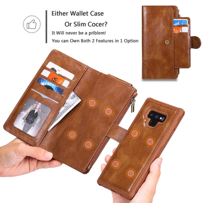 For Galaxy Note 9 Multifunctional Retro Detachable Magnetic Horizontal Flip Leather Case with Card Slots & Holder & Wallet & Photo Frame(Brown) - Galaxy Phone Cases by buy2fix | Online Shopping UK | buy2fix