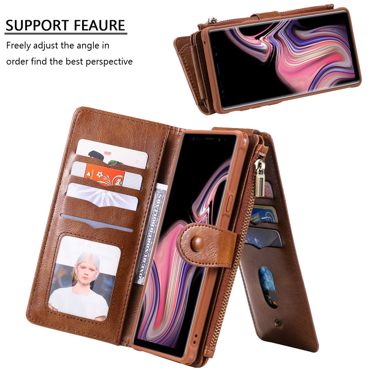 For Galaxy Note 9 Multifunctional Retro Detachable Magnetic Horizontal Flip Leather Case with Card Slots & Holder & Wallet & Photo Frame(Brown) - Galaxy Phone Cases by buy2fix | Online Shopping UK | buy2fix