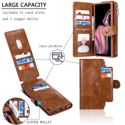 For Galaxy Note 9 Multifunctional Retro Detachable Magnetic Horizontal Flip Leather Case with Card Slots & Holder & Wallet & Photo Frame(Brown) - Galaxy Phone Cases by buy2fix | Online Shopping UK | buy2fix
