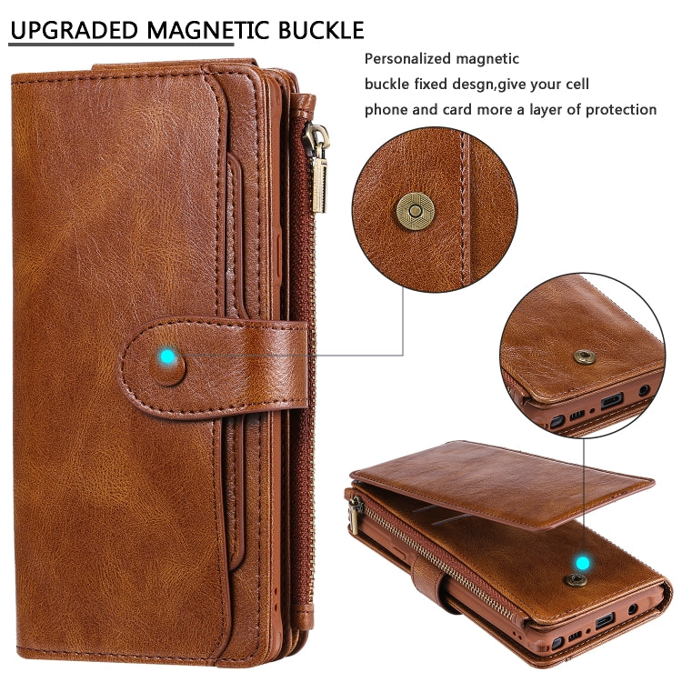 For Galaxy Note 9 Multifunctional Retro Detachable Magnetic Horizontal Flip Leather Case with Card Slots & Holder & Wallet & Photo Frame(Brown) - Galaxy Phone Cases by buy2fix | Online Shopping UK | buy2fix
