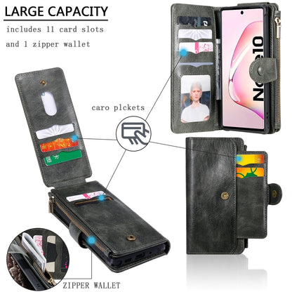 For Galaxy Note 10 Multifunctional Retro Detachable Magnetic Horizontal Flip Leather Case with Card Slots & Holder & Wallet & Photo Frame(Dark Green) - Galaxy Phone Cases by buy2fix | Online Shopping UK | buy2fix