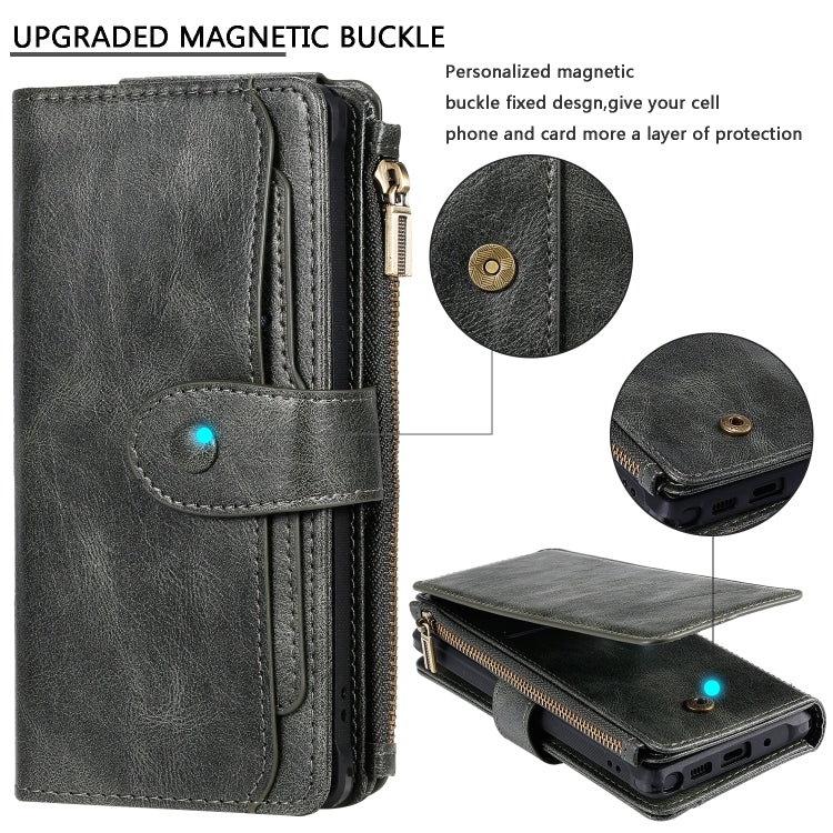For Galaxy Note 10 Multifunctional Retro Detachable Magnetic Horizontal Flip Leather Case with Card Slots & Holder & Wallet & Photo Frame(Dark Green) - Galaxy Phone Cases by buy2fix | Online Shopping UK | buy2fix