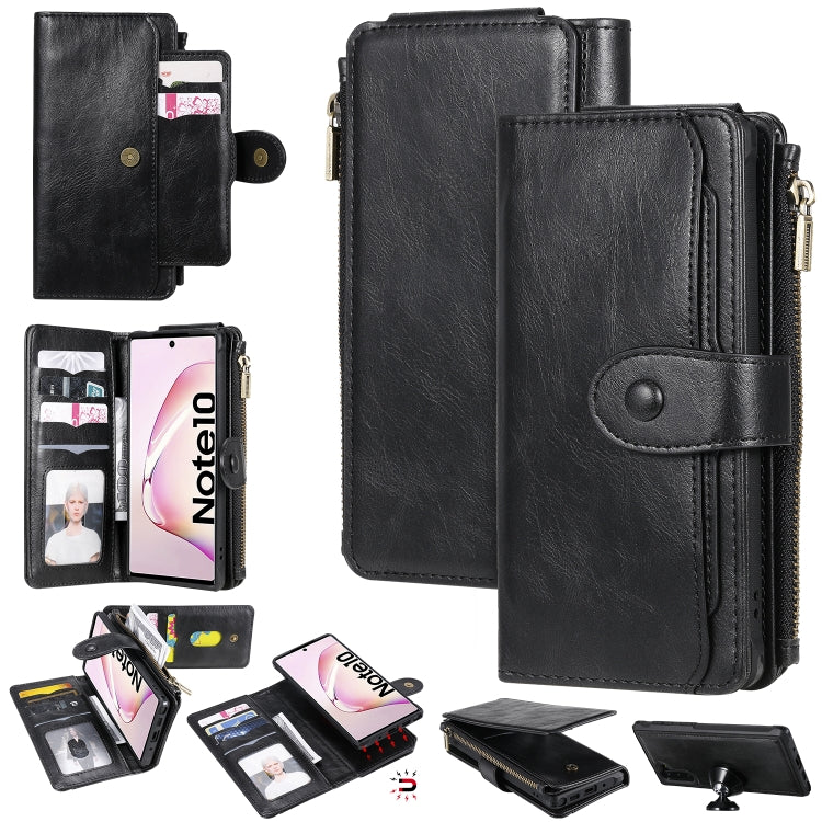 For Galaxy Note 10 Multifunctional Retro Detachable Magnetic Horizontal Flip Leather Case with Card Slots & Holder & Wallet & Photo Frame(Black) - Galaxy Phone Cases by buy2fix | Online Shopping UK | buy2fix
