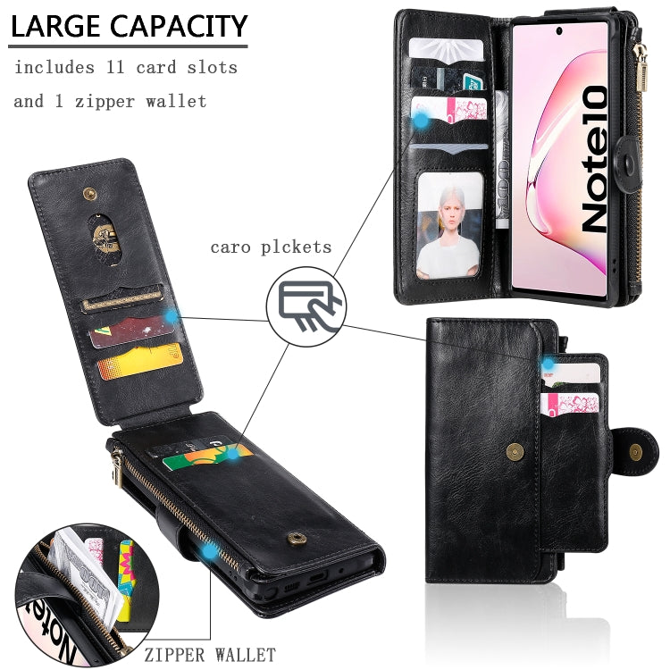 For Galaxy Note 10 Multifunctional Retro Detachable Magnetic Horizontal Flip Leather Case with Card Slots & Holder & Wallet & Photo Frame(Black) - Galaxy Phone Cases by buy2fix | Online Shopping UK | buy2fix