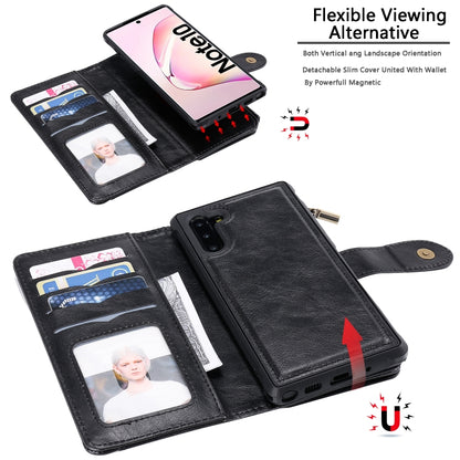For Galaxy Note 10 Multifunctional Retro Detachable Magnetic Horizontal Flip Leather Case with Card Slots & Holder & Wallet & Photo Frame(Black) - Galaxy Phone Cases by buy2fix | Online Shopping UK | buy2fix