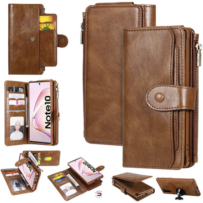 For Galaxy Note 10 Multifunctional Retro Detachable Magnetic Horizontal Flip Leather Case with Card Slots & Holder & Wallet & Photo Frame(Brown) - Galaxy Phone Cases by buy2fix | Online Shopping UK | buy2fix