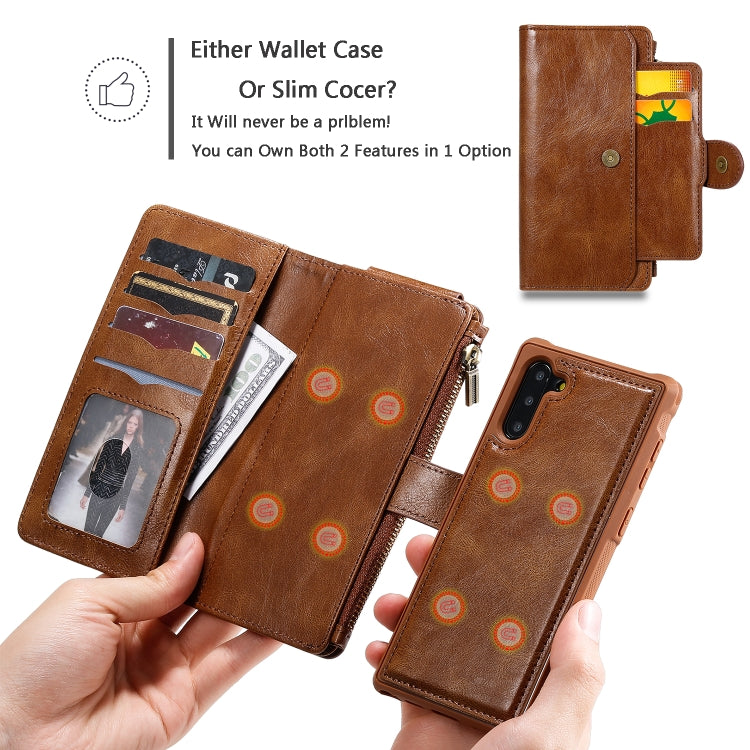 For Galaxy Note 10 Multifunctional Retro Detachable Magnetic Horizontal Flip Leather Case with Card Slots & Holder & Wallet & Photo Frame(Brown) - Galaxy Phone Cases by buy2fix | Online Shopping UK | buy2fix