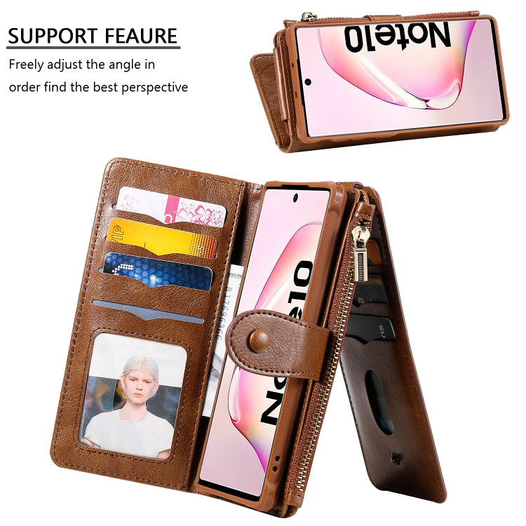 For Galaxy Note 10 Multifunctional Retro Detachable Magnetic Horizontal Flip Leather Case with Card Slots & Holder & Wallet & Photo Frame(Brown) - Galaxy Phone Cases by buy2fix | Online Shopping UK | buy2fix