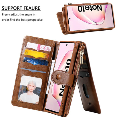 For Galaxy Note 10 Multifunctional Retro Detachable Magnetic Horizontal Flip Leather Case with Card Slots & Holder & Wallet & Photo Frame(Brown) - Galaxy Phone Cases by buy2fix | Online Shopping UK | buy2fix