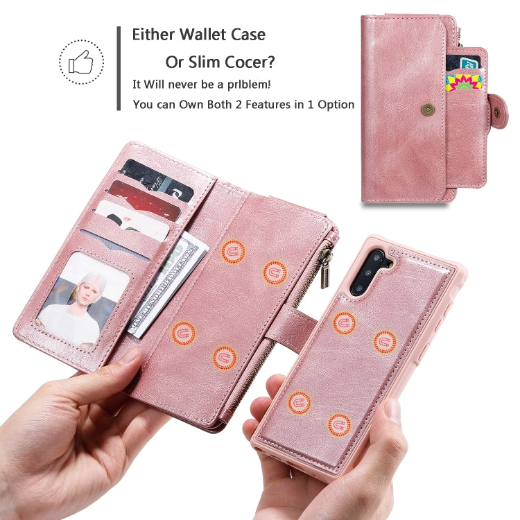 For Galaxy Note 10 Multifunctional Retro Detachable Magnetic Horizontal Flip Leather Case with Card Slots & Holder & Wallet & Photo Frame(Rose Gold) - Galaxy Phone Cases by buy2fix | Online Shopping UK | buy2fix