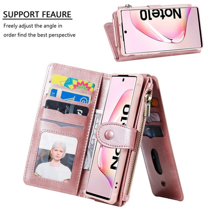 For Galaxy Note 10 Multifunctional Retro Detachable Magnetic Horizontal Flip Leather Case with Card Slots & Holder & Wallet & Photo Frame(Rose Gold) - Galaxy Phone Cases by buy2fix | Online Shopping UK | buy2fix