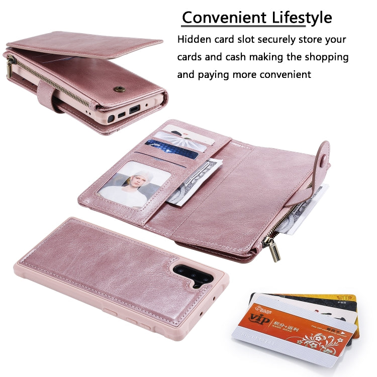 For Galaxy Note 10 Multifunctional Retro Detachable Magnetic Horizontal Flip Leather Case with Card Slots & Holder & Wallet & Photo Frame(Rose Gold) - Galaxy Phone Cases by buy2fix | Online Shopping UK | buy2fix