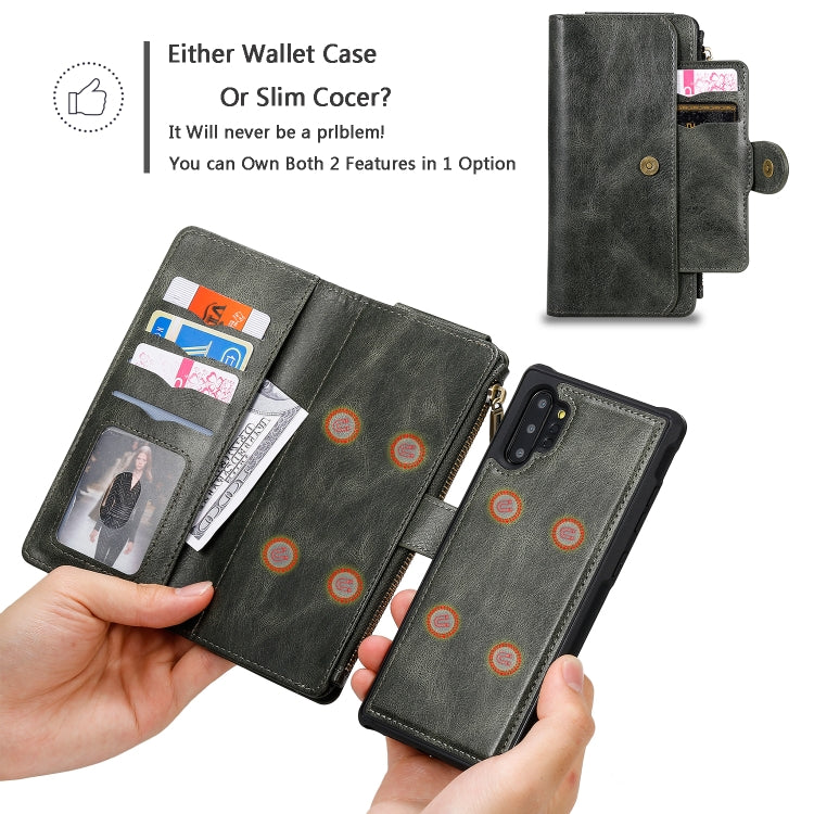 For Galaxy Note 10+ Multifunctional Retro Detachable Magnetic Horizontal Flip Leather Case with Card Slots & Holder & Wallet & Photo Frame(Dark Green) - Galaxy Phone Cases by buy2fix | Online Shopping UK | buy2fix