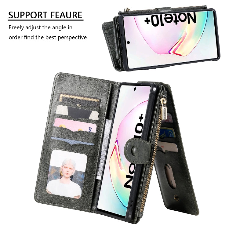 For Galaxy Note 10+ Multifunctional Retro Detachable Magnetic Horizontal Flip Leather Case with Card Slots & Holder & Wallet & Photo Frame(Dark Green) - Galaxy Phone Cases by buy2fix | Online Shopping UK | buy2fix