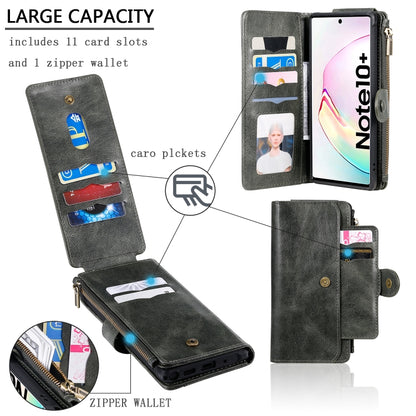 For Galaxy Note 10+ Multifunctional Retro Detachable Magnetic Horizontal Flip Leather Case with Card Slots & Holder & Wallet & Photo Frame(Dark Green) - Galaxy Phone Cases by buy2fix | Online Shopping UK | buy2fix